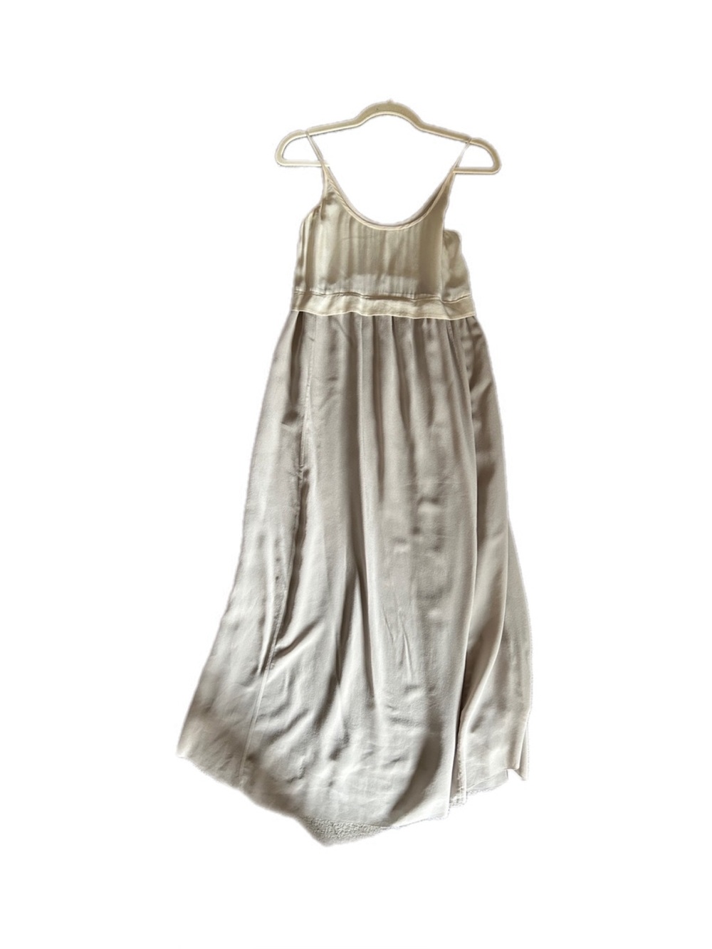Aritzia Cream Satin-Top Slip Dress